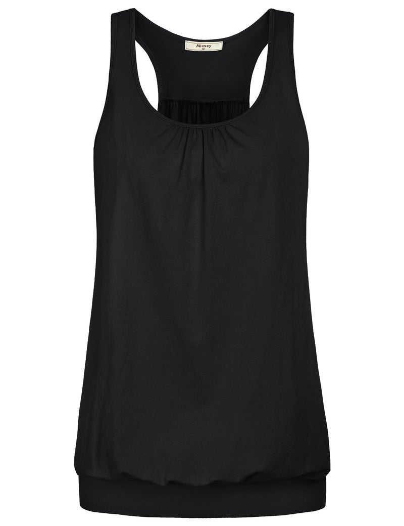 Miusey Running Tanks, Women Open Back Shirt Workout Tops for Casual Space Dyed Training Wear Flattering Clothes Black-2 L - Image 1